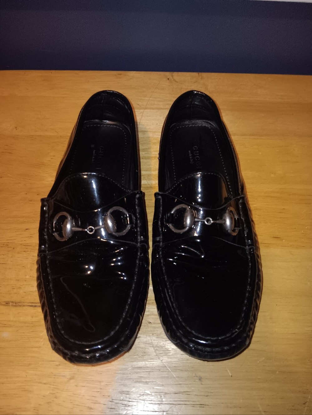 Gucci Black Patent Leather Horsebit Loafers Suze 36